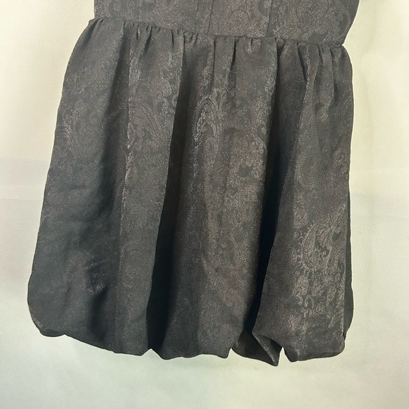 STORIA Little Black Dress Small NEW Paisley Shimmer V Neck Fit Flare Skater - Picture 3 of 8